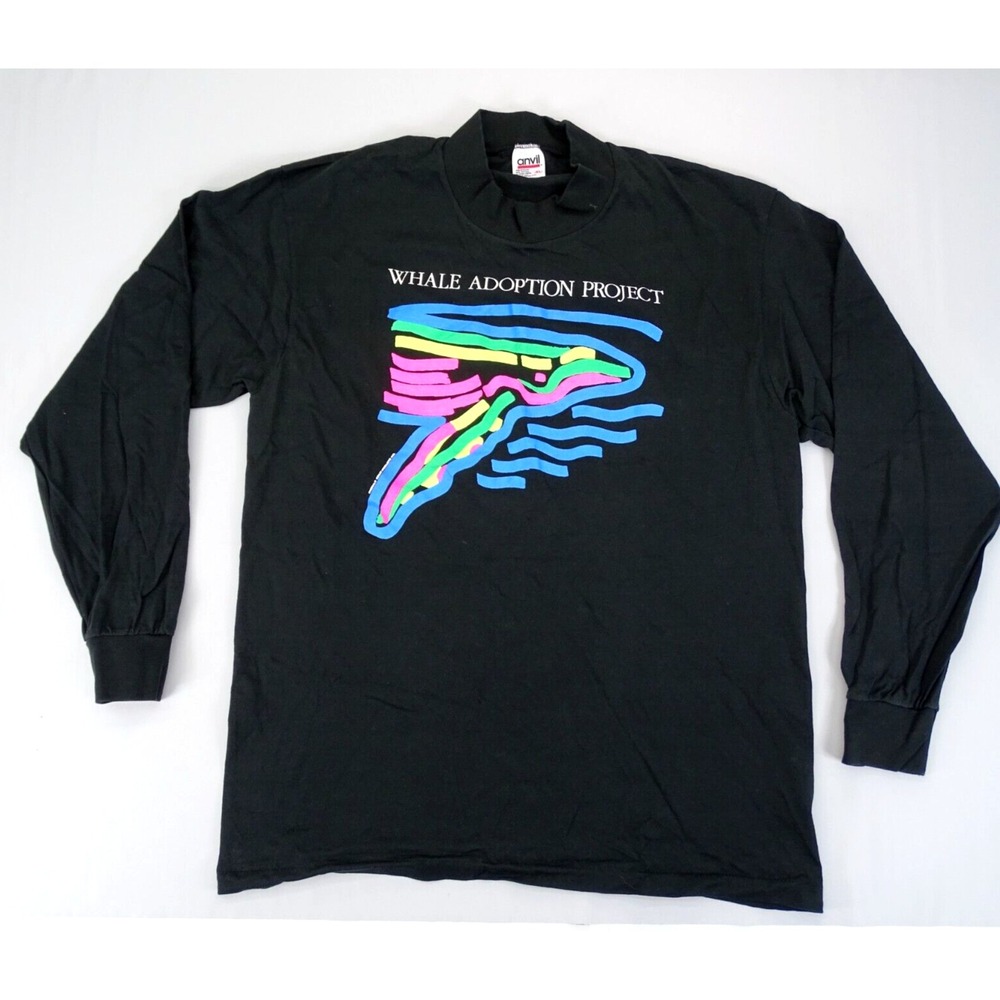 VTG Whale Adoption Project Humpback Conservation Black Earth T-Shirt Size XL USA